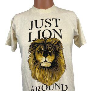 Vintage Joe Boxer T Shirt Mens Size S/M Beige Lion Around 90s